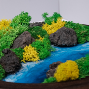 Round Moss Wall Art – Resin River & Preserved Moss | Walnut Wood Circle Frame