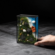 Coastal Moss Art | Desk Decor & Gift | Black Glass Frame
