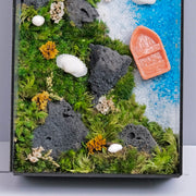Coastal Moss Wall Art – Preserved Moss & Ocean Scene | Black Glass Frame
