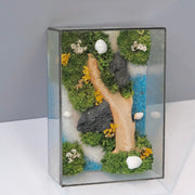 Forest Stream Moss Wall Art – Natural Driftwood & Preserved Moss | Black Glass Frame