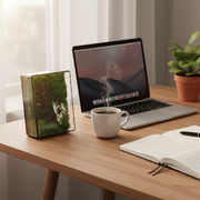 Desk Mockup – White Alocasia Terrarium